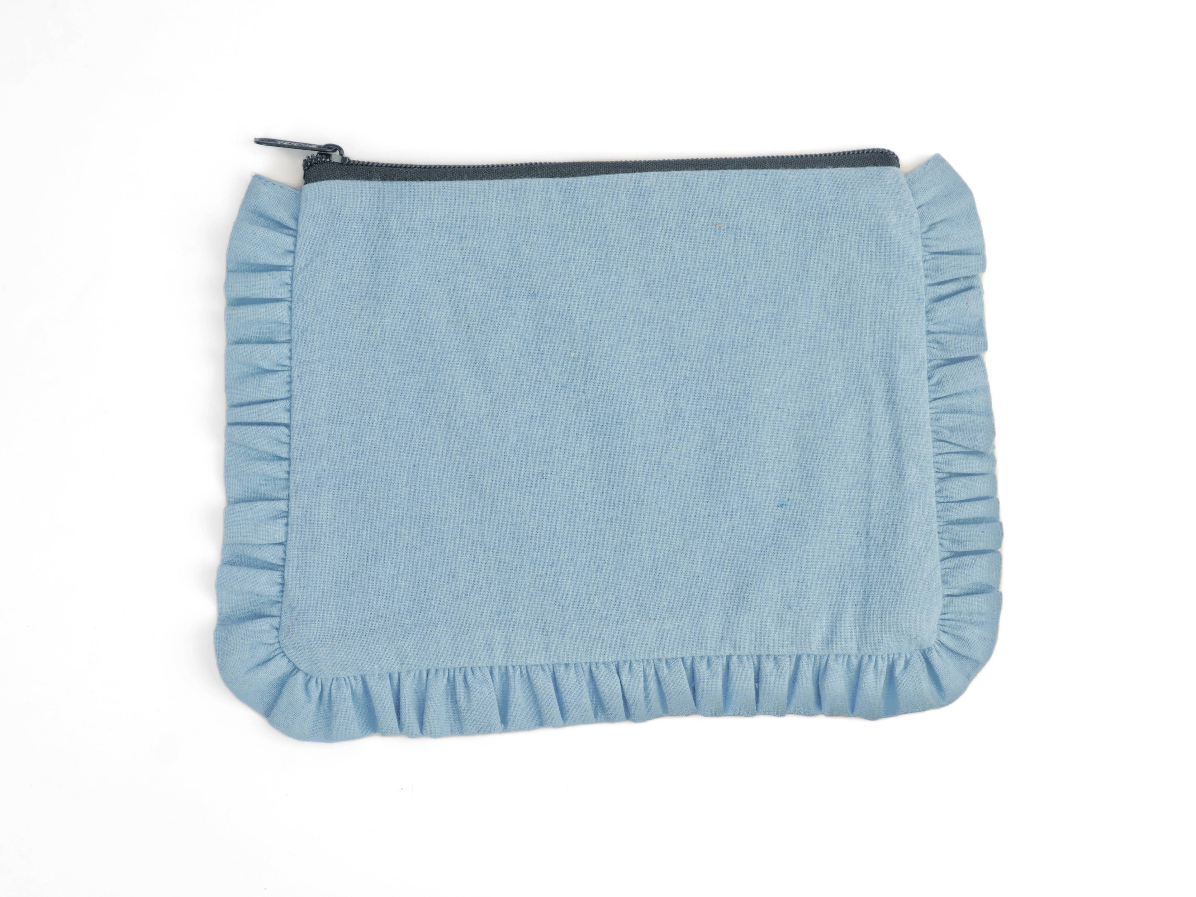 Canvas Ruffle Pouches | Canvas Travel Pouches | Zipper Pouch