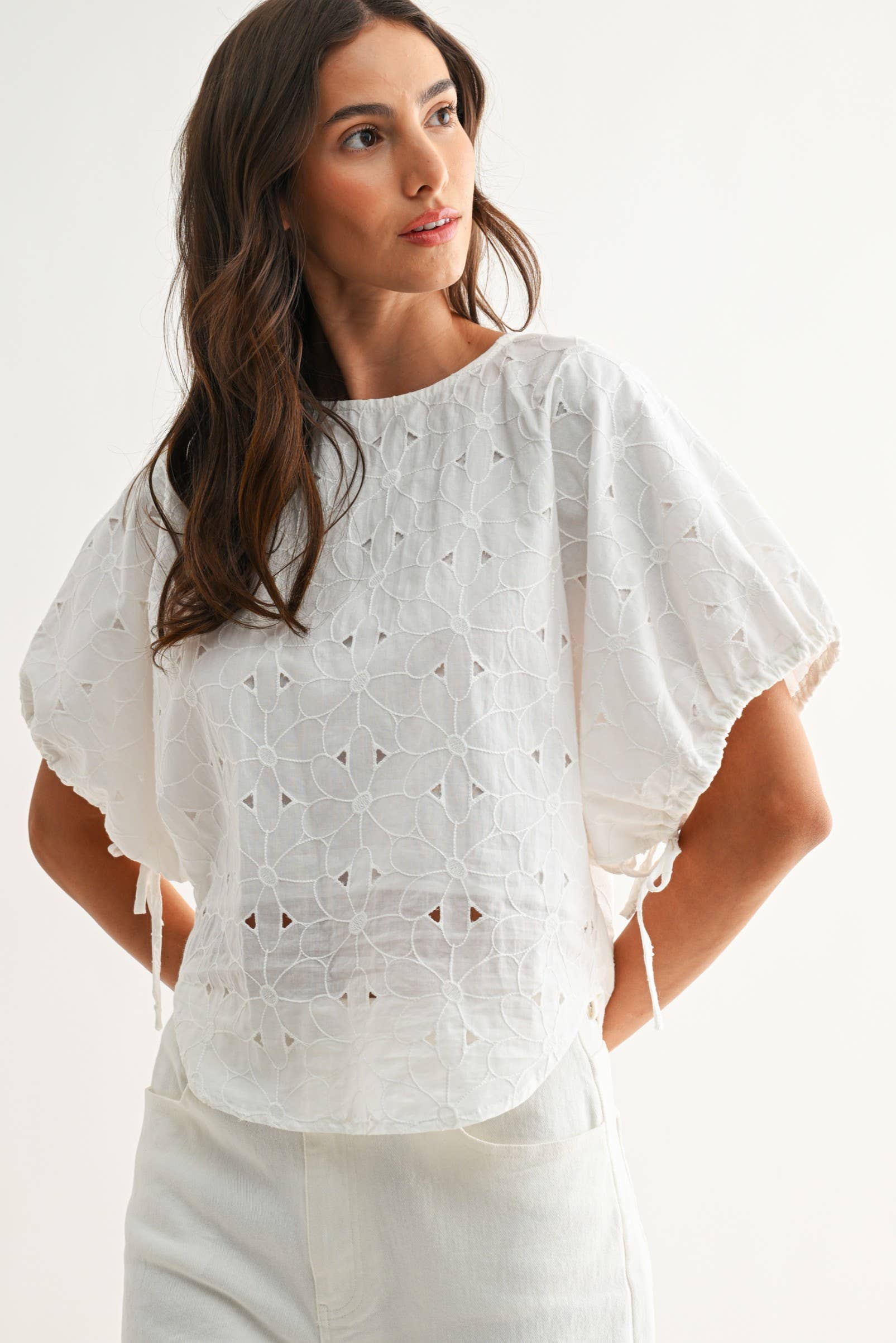 Embroidered White Cotton Blouse – Allison Ann's Boutique