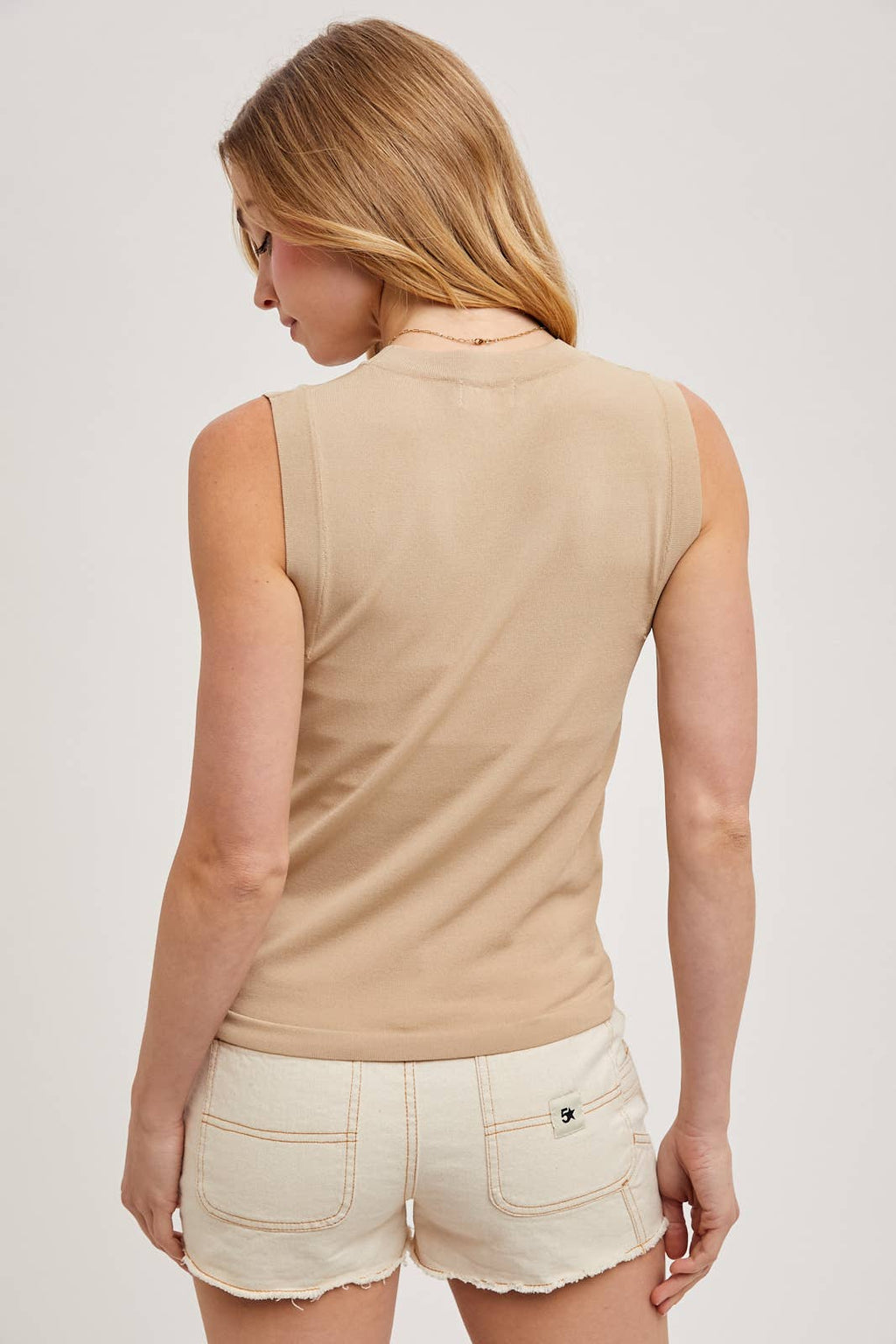 High Neck Sleeveless Knit Top