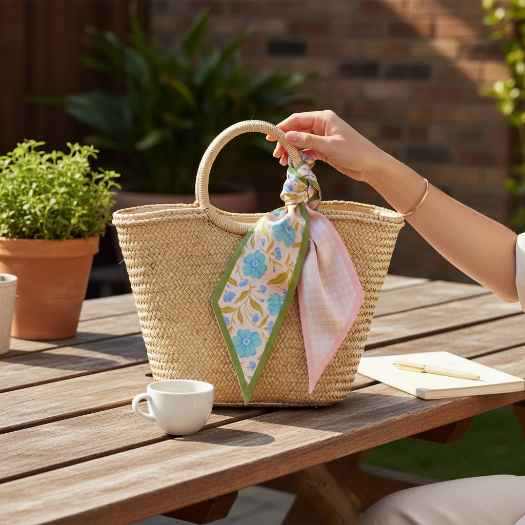 Twirl & Tie Scarf Accessory–Poppin' Petals Aqua