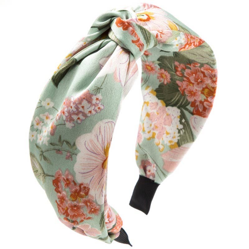 Floral Toille Pattern Headband Mint