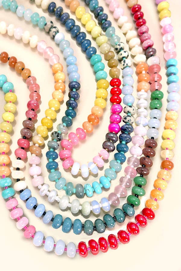 Natural  Agate Glass Semi Precious Bead Necklace