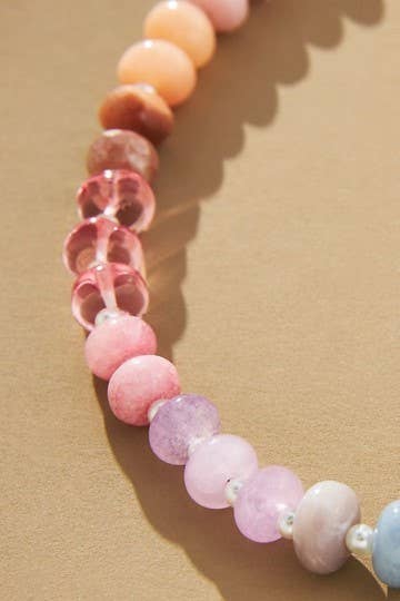 Natural  Agate Glass Semi Precious Bead Necklace