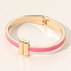 Metal Bar Tip Enamel Hinged Bangle Bracelet