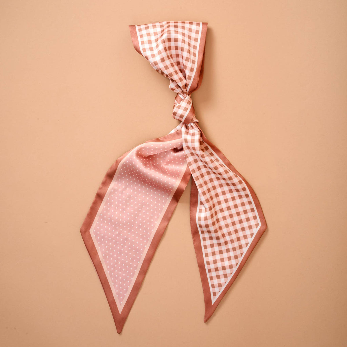 Twirl & Tie Scarf Accessory-Gingham Tan