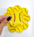 2” softball glitter embroidery patch iron on