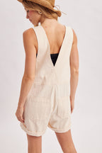 Square Neck Shortalls Ecru