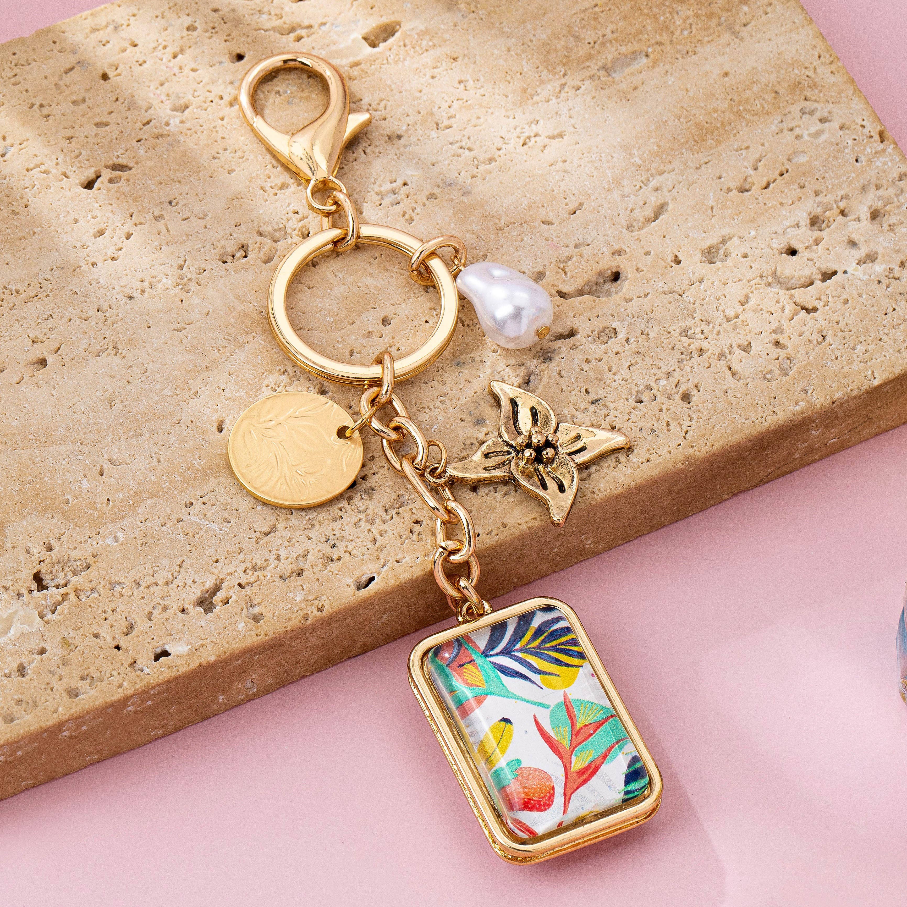 Flower and pearl Charm Key Chain Bag Charm
