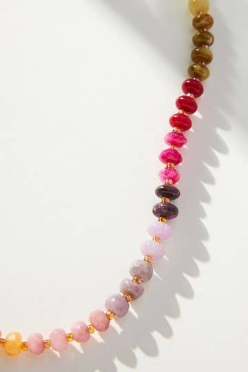 Natural  Agate Glass Semi Precious Bead Necklace