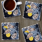 Oysters 4 Pack Tumbled Tile Stone Coasters