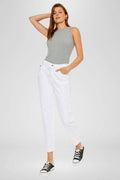 Slouch Fit Drawstring White Denim Jeans