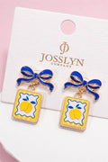 Bow Drop Enamel Charm Statement Earrings