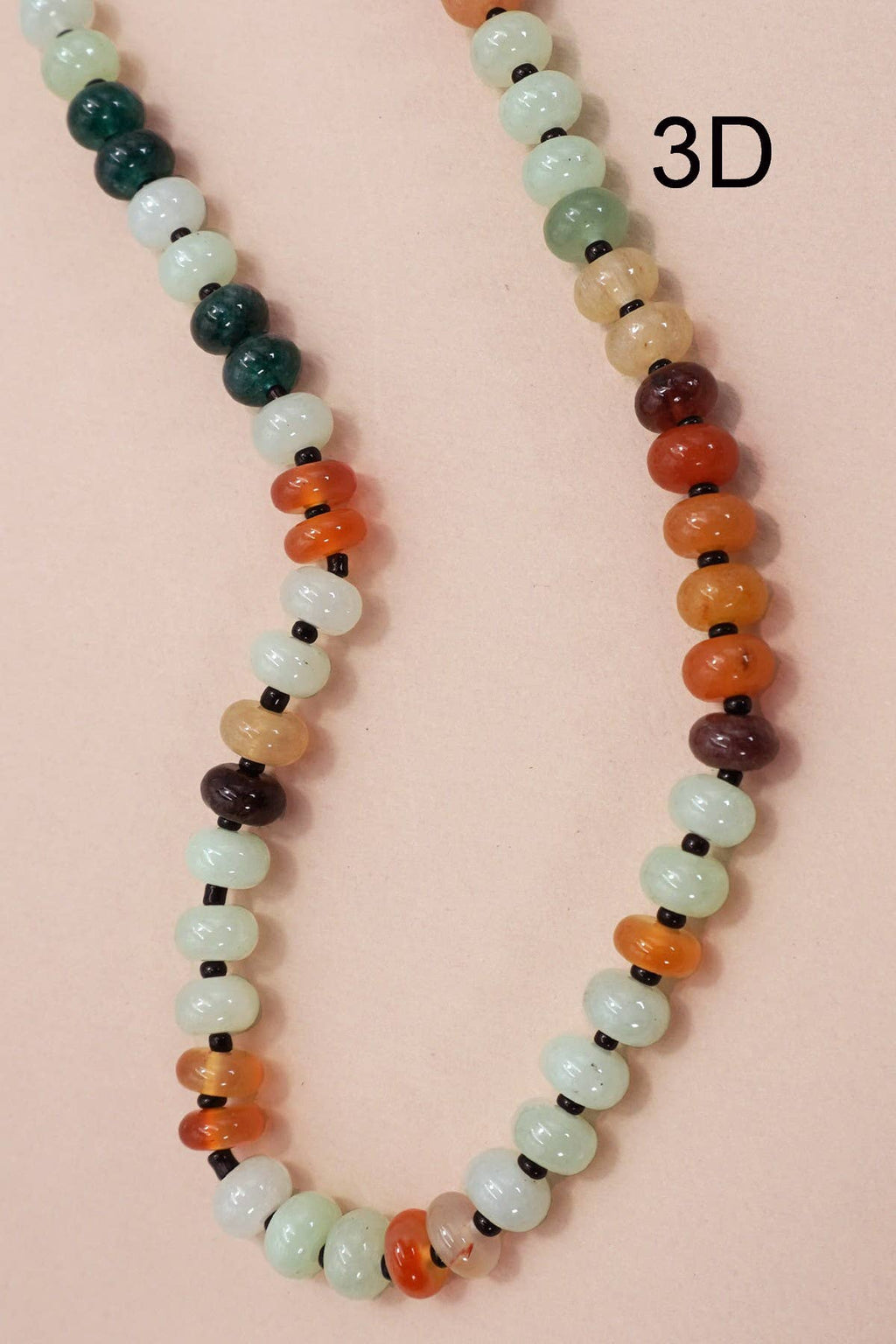 Natural  Agate Glass Semi Precious Bead Necklace