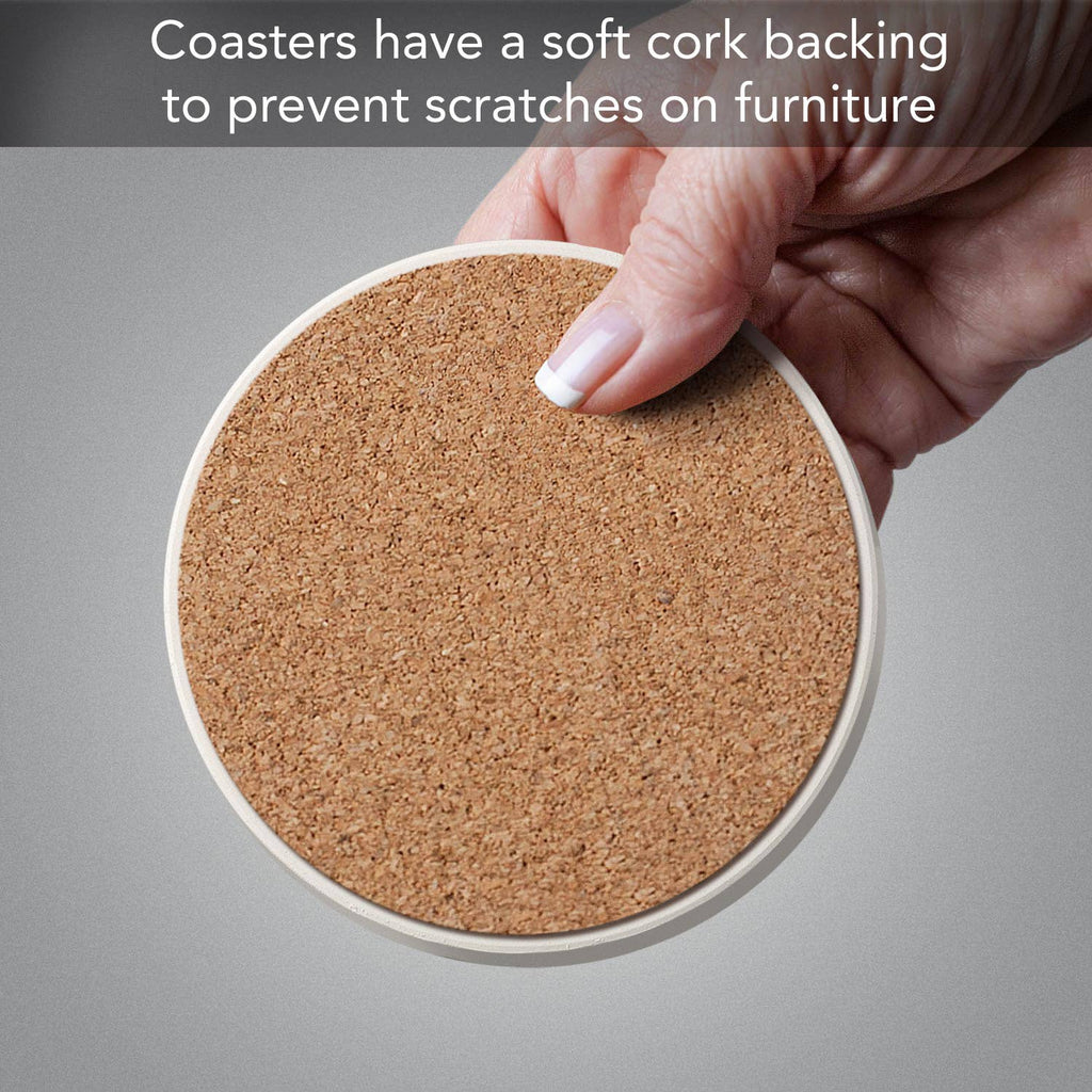 "Ocean Coral" 4 Pack Round Absorbent Stone Coasters