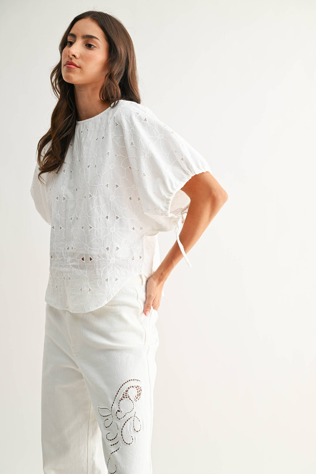 Embroidered White Cotton Blouse