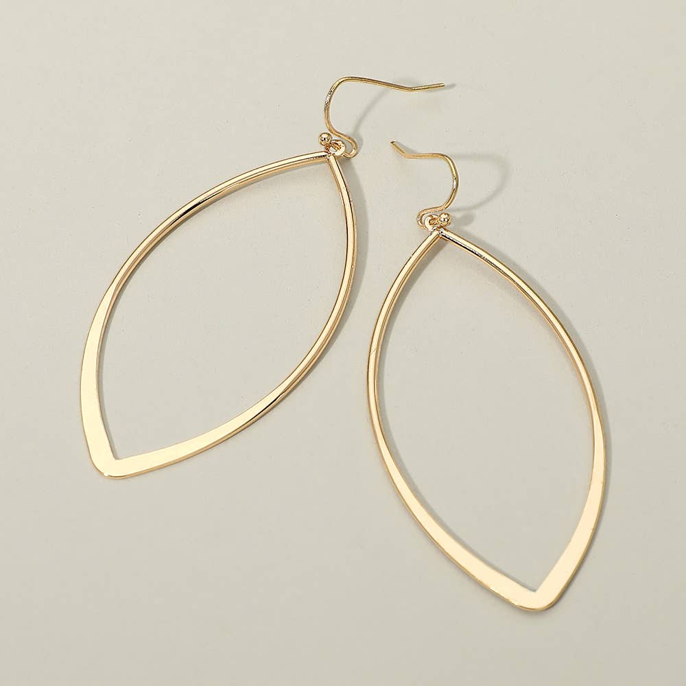 Sleek Metal Open Elongated Oval Drop Earrings