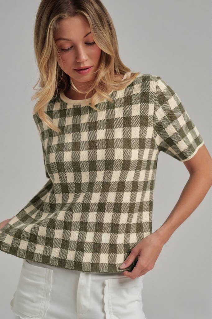 Gingham Checkered Patterned Sweater