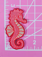 Seahorse Hot Pink Embroidery Iron On Patch
