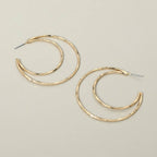 Hammered Metal Open Crescent Hoop Earrings