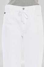 Slouch Fit Drawstring White Denim Jeans