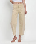 Super High Rise Barrel Jeans Vintage Beige
