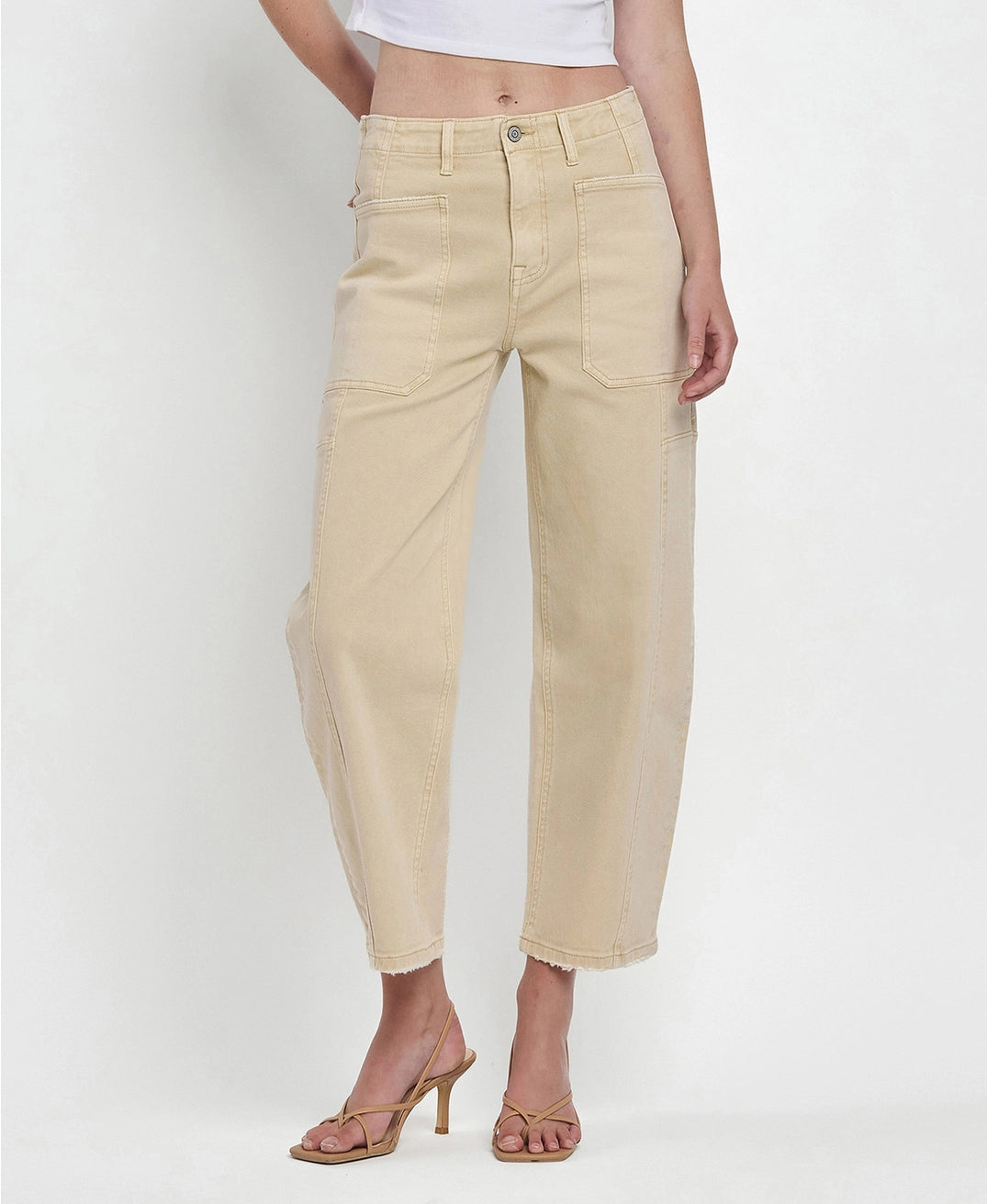 Super High Rise Barrel Jeans Vintage Beige