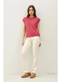 Bamboo Modal Cap Sleeve Basic Round Neck Top Poppy