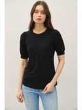 Bamboo/Modal Ultra Soft Volume Sleeve Basic Top Black