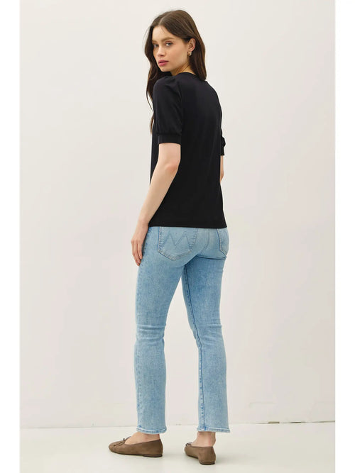 Bamboo/Modal Ultra Soft Volume Sleeve Basic Top Black