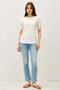 Bamboo/Modal Ultra Soft Volume Sleeve Basic Top White