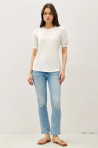 Bamboo/Modal Ultra Soft Volume Sleeve Basic Top White