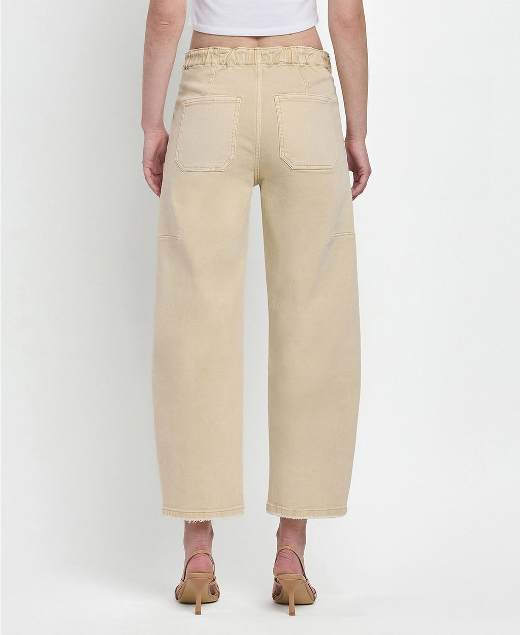 Super High Rise Barrel Jeans Vintage Beige