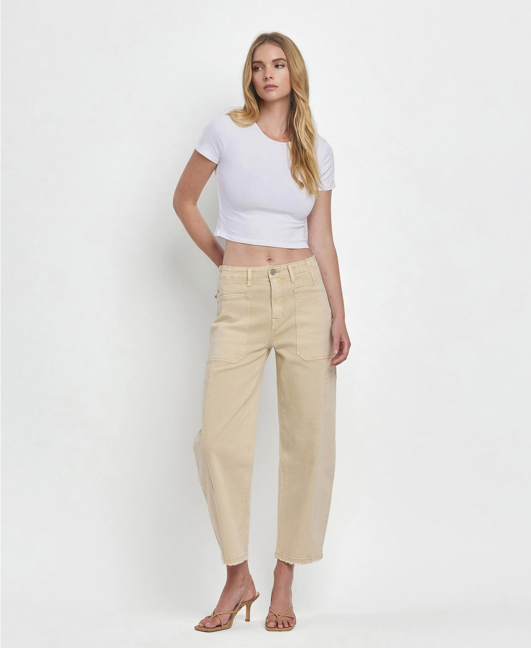 Super High Rise Barrel Jeans Vintage Beige
