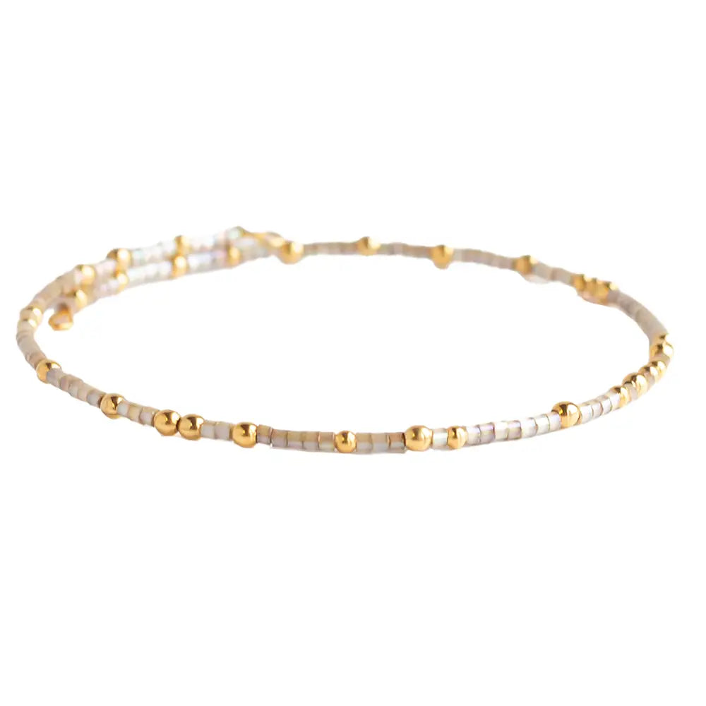 Confetti Beaded Bangle Smoky Quartz, Stacking Bracelet