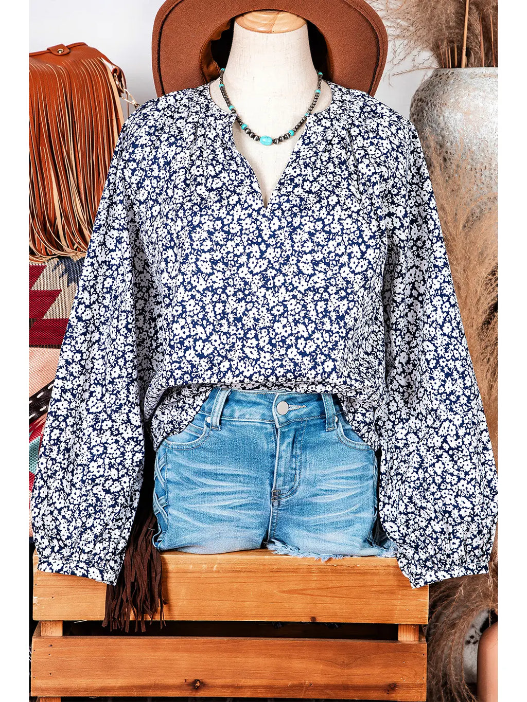 Floral Print Puff Sleeve Blouse