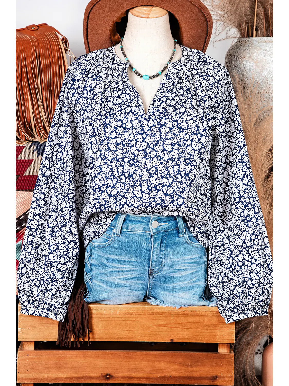 Floral Print Puff Sleeve Blouse