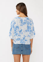 Floral V-Neck Button-Down Knot Front Top