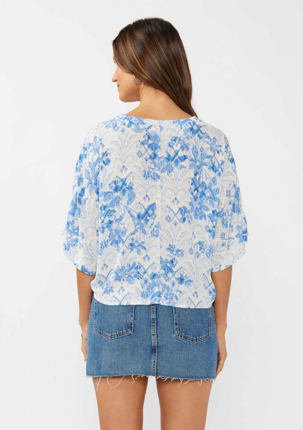 Floral V-Neck Button-Down Knot Front Top
