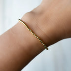 Gold Beaded Bracelet 3mm, Smooth Stretch, Long Wear