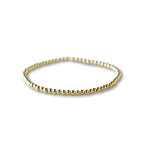 Gold Beaded Bracelet 3mm, Smooth Stretch, Long Wear