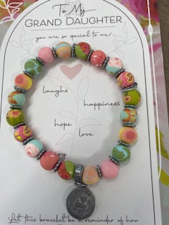 Granddaughter Bracelet - Handmade Clay Beads