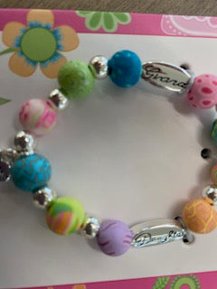 Granddaughter Youth Bracelet - Handmade Clay Beads