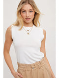 High Neck Sleeveless Knit Top Ivory