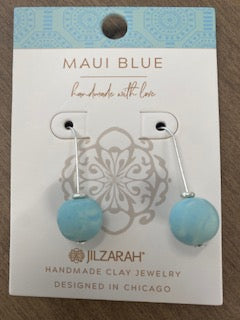 Maui Blue Medium Bead Earrings