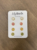 Pink Green Multi Stud Earrings