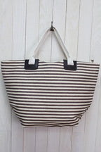 Nautical Stripe Canvas Beach Bag