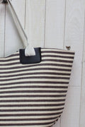 Nautical Stripe Canvas Beach Bag