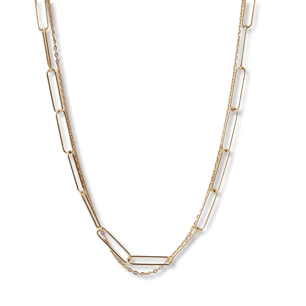 Gold Chain Necklace-Layered Paperclip, Tarnish Proof