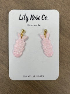 Pink and White Fish Earrings