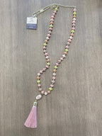 Pink Salt Handmade Bead Necklace with Tassel